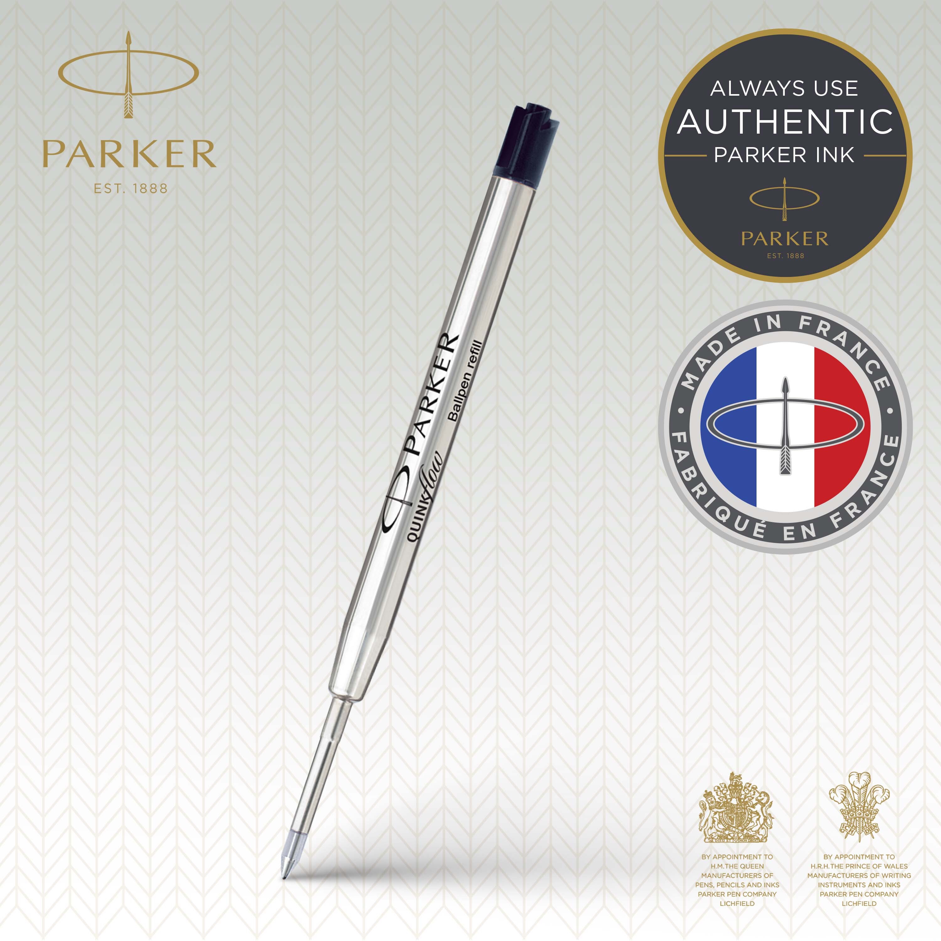 2 Recharges Encre Noire PARKER - Pointe Moyenne Pour Stylo Roller